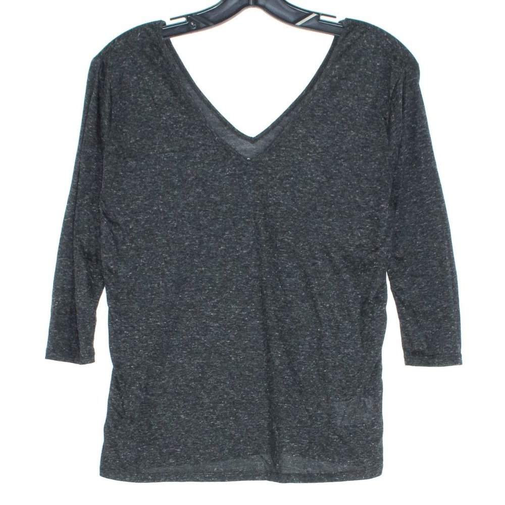 BDG Womens Top 3/4 Sleeve V Neck Linen Blend Lightweight Gray Size Small